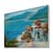 Designart - House Near The Sea Colorful Flowers I - Nautical & Coastal Print on Natural Pine Wood